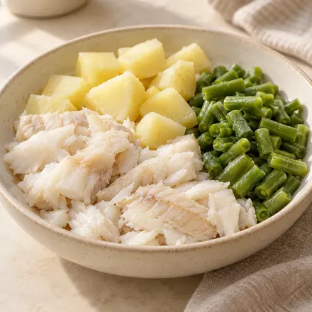 Tilápia com batata e vagem Tilápia com batata e vagem
