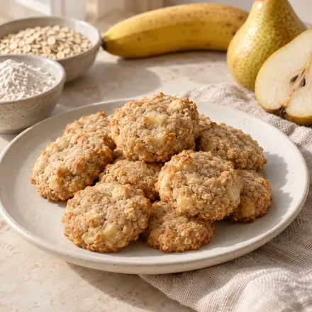 Mini cookies de pera e banana Mini cookies de pera e banana